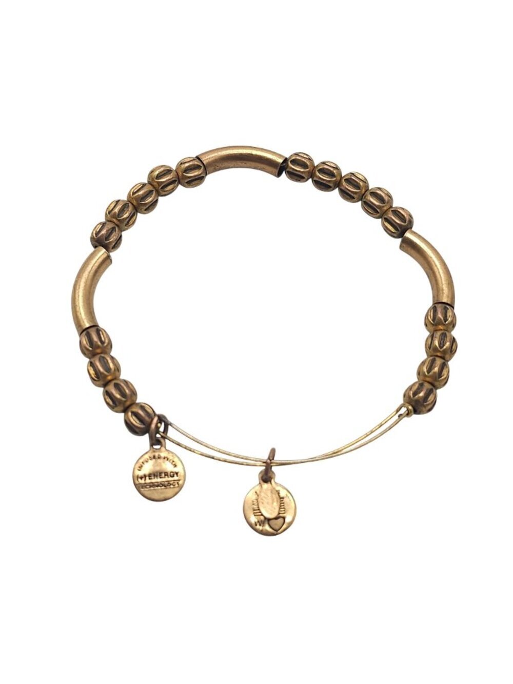 Alex and Ani Nile Gold-Tone Beaded Bracelet With (+) Energy Technology Charms
